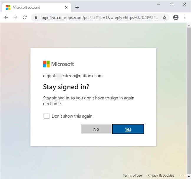 Your browser can keep your signed in
