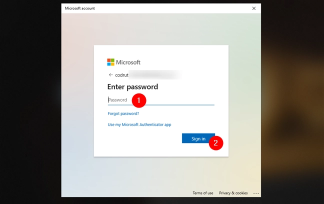 Authenticate using the newly added Microsoft account