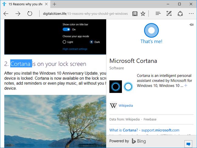 Microsoft Edge, Windows 10