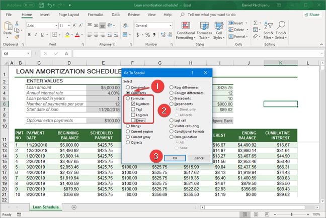 Select Numbers only in Microsoft Excel