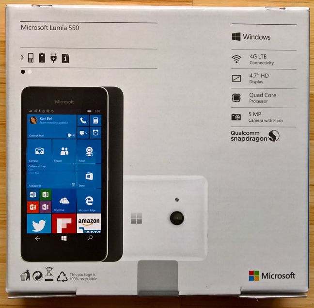 Microsoft Lumia 550, Windows 10 Mobile, smartphone, review, performance, battery