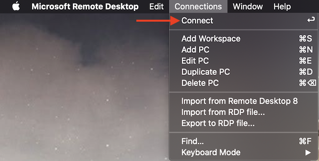 Connect to your remote desktop