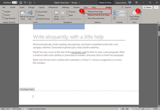Microsoft Word - Different First Page