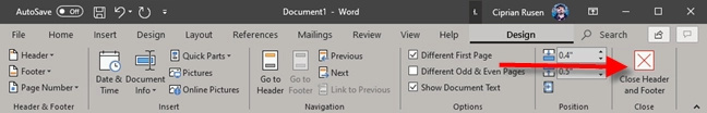 Microsoft Word - Close Header and Footer