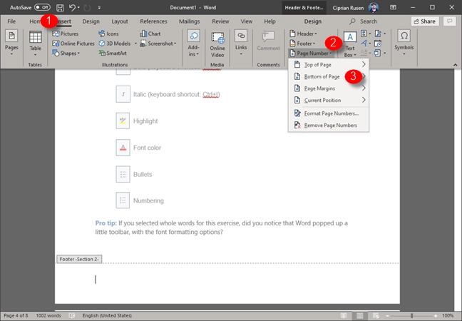 Microsoft Word - Add page number