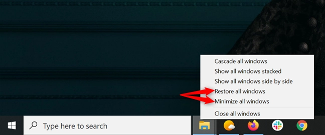 Restore or minimize all the windows of an app
