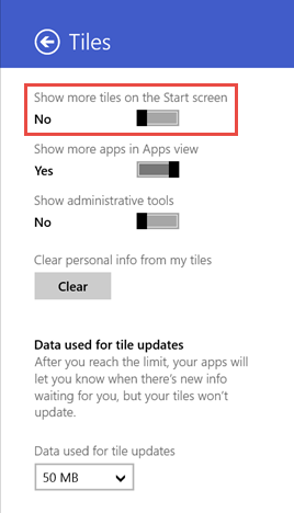 Windows 8.1, Start Screen, tiles, more, display