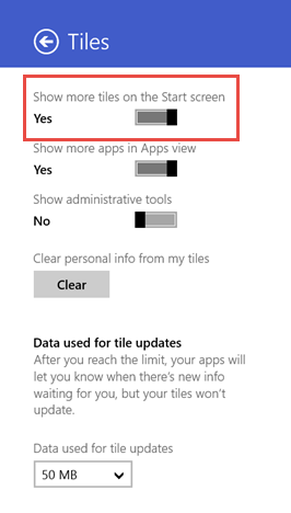 Windows 8.1, Start Screen, tiles, more, display