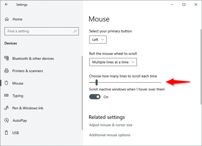 Choosing how many lines the mouse wheel scrolls