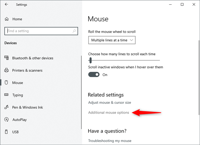 Additional mouse options