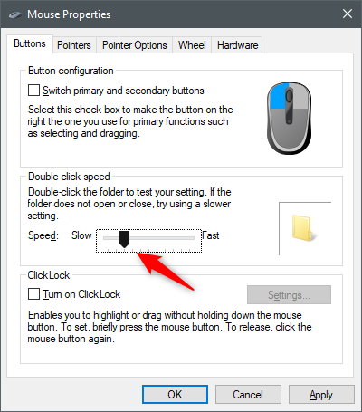 Adjust the mouse double-click speed