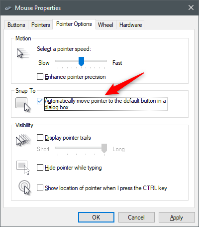 Setting the Snap To option on or off