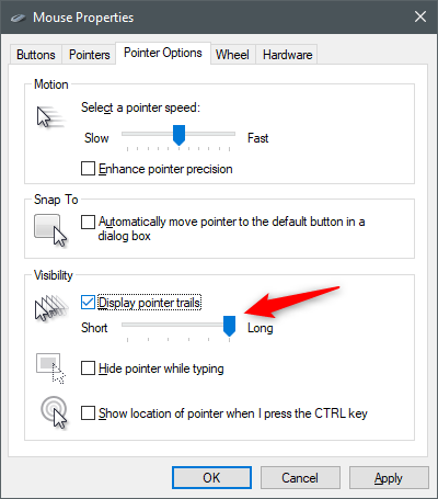 Display pointer trails