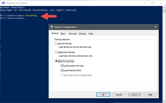 System Configuration, msconfig