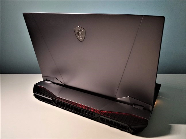 A view of the MSI GT76 Titan DT 9SG from the back