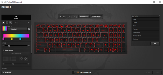 MSI GT76 Titan DT 9SG: Configuring the lighting effect for the SteelSeries keyboard