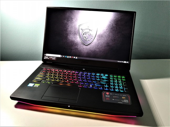 A front view of the MSI GT76 Titan DT 9SG while running