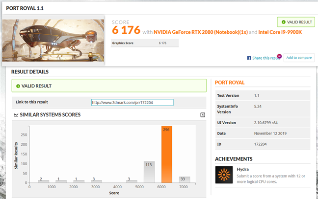 MSI GT76 Titan DT 9SG: Benchmark results in 3DMark Port Royal