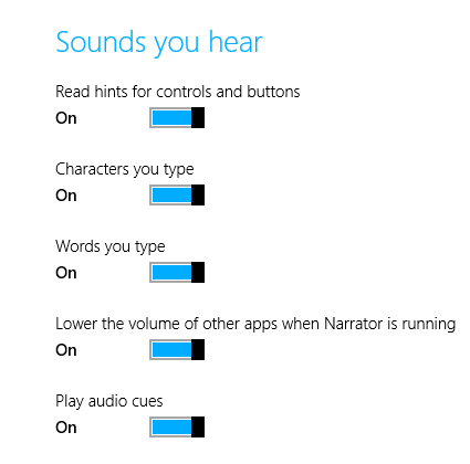  Windows 8.1, Narrator, PC Settings, touch devices