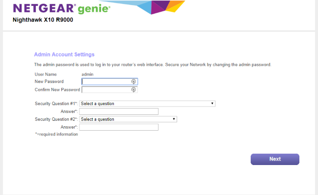 Setting up the admin user on the Netgear Nighthawk X10