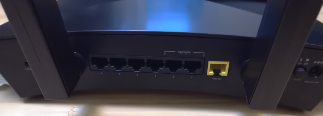 The ports on the back of the Netgear Nighthawk X10