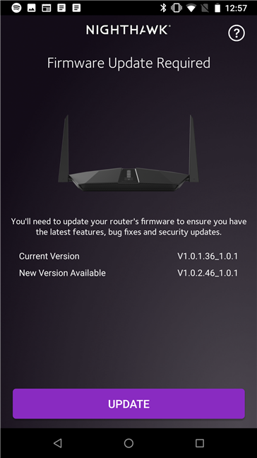 Updating the firmware with the Nighthawk app