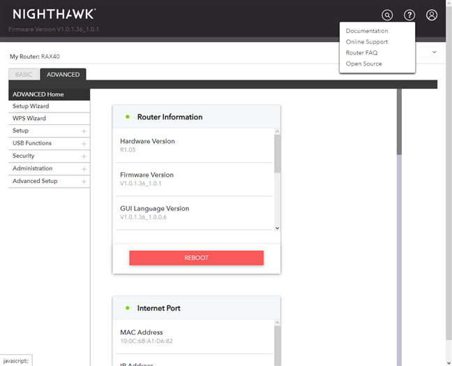 NETGEAR Nighthawk AX4 - support options