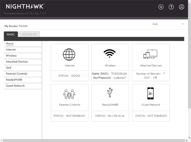 NETGEAR Nighthawk AX4 - the Basic settings