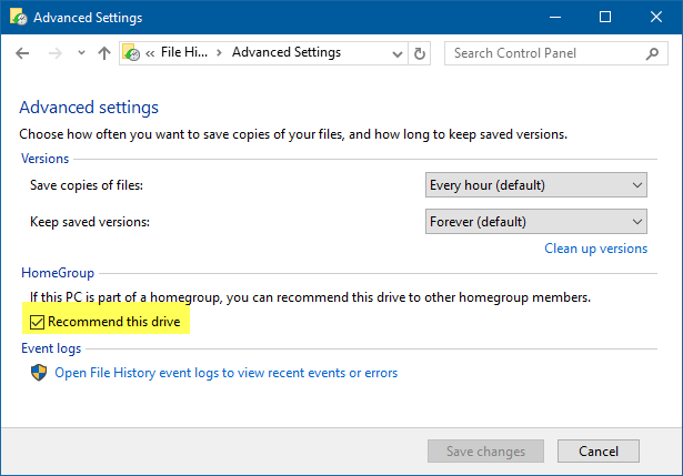 Windows, Advanced sharing settings