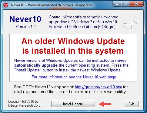 Never10, block, Windows 10, upgrade, offer, notification, pop-up