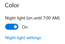 The Night light in Windows 10