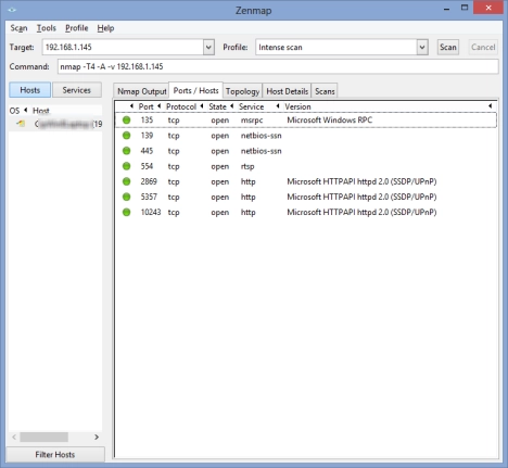 Scan for open ports with Nmap and Zenmap