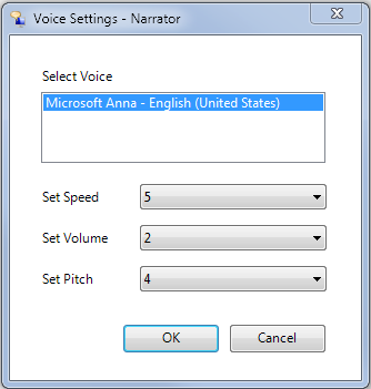 Ease of Access Center - Windows 7 - Narrator