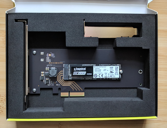 Kingston KC1000 NVMe can be used both in a PCI-Express slot, or in an M.2 slot