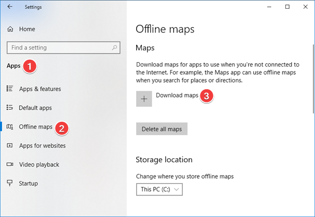 Downloading maps in Windows 10