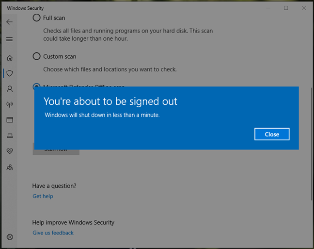 windows security offline scan