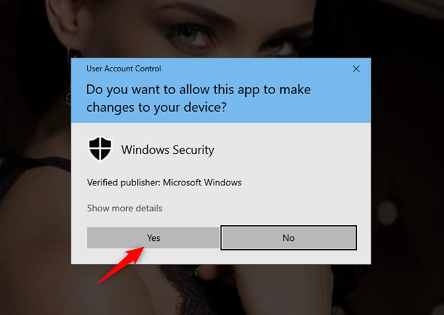 A UAC (User Account Control) prompt
