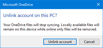 Unlink account from OneDrive