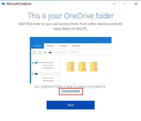OneDrive crashes when clicking the button to change its location