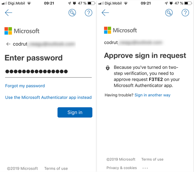 Authenticating into the Microsoft account