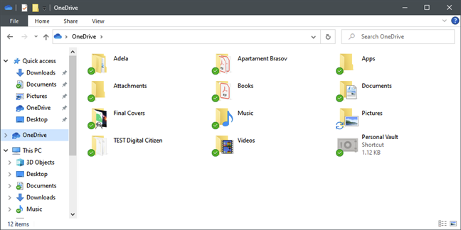 The OneDrive folder from Windows 10