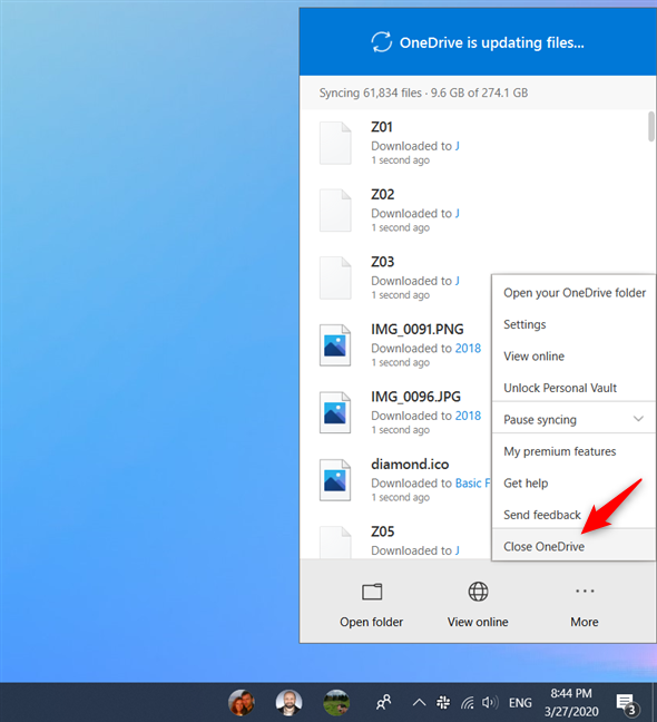 Close OneDrive