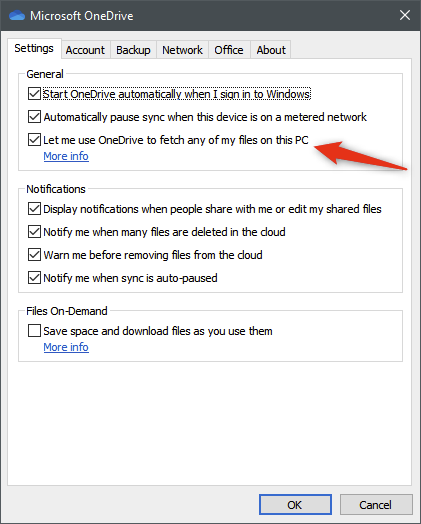 Let me use OneDrive to fetch any of my files on this PC