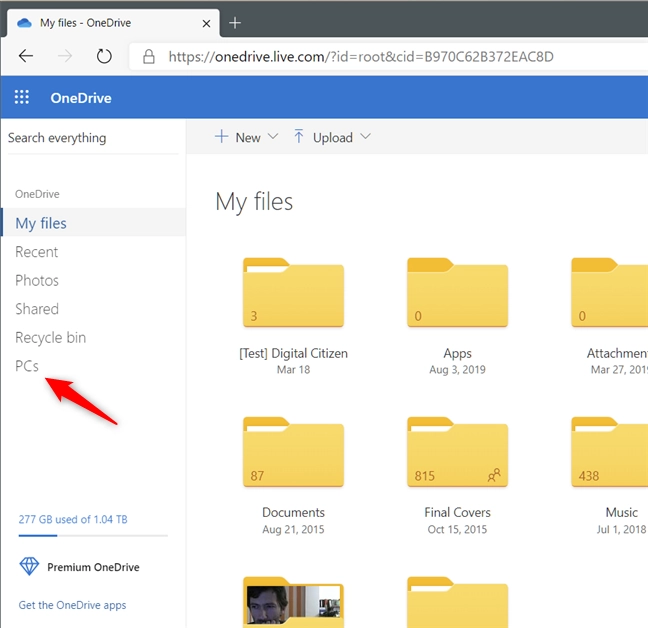 The PCs link from OneDrive