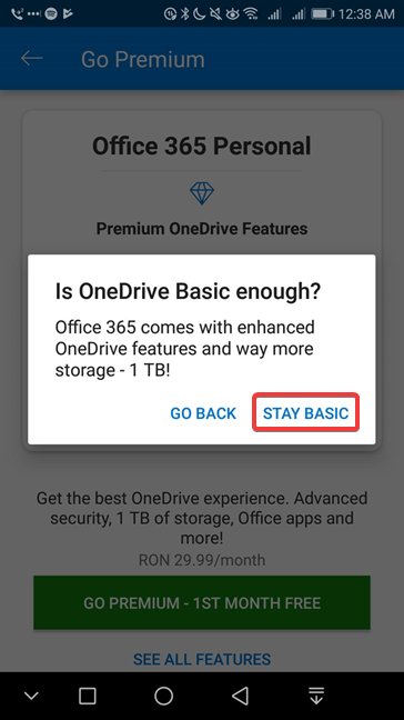 Stay basic in OneDrive for Android