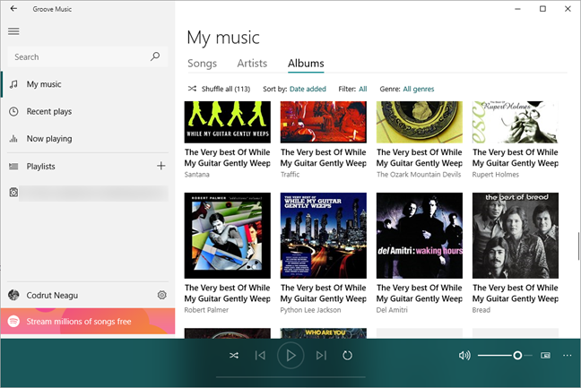 Groove Music, OneDrive, streaming
