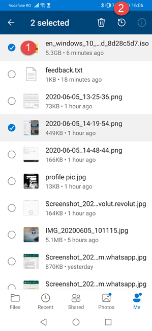Restore deleted files from the OneDrive app for Android