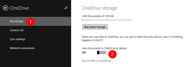 The Save documents to OneDrive by default switch