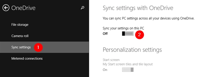 Disable the Sync your settings on this PC