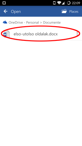 Android, Microsoft, Office, Word, file, open, access, cloud